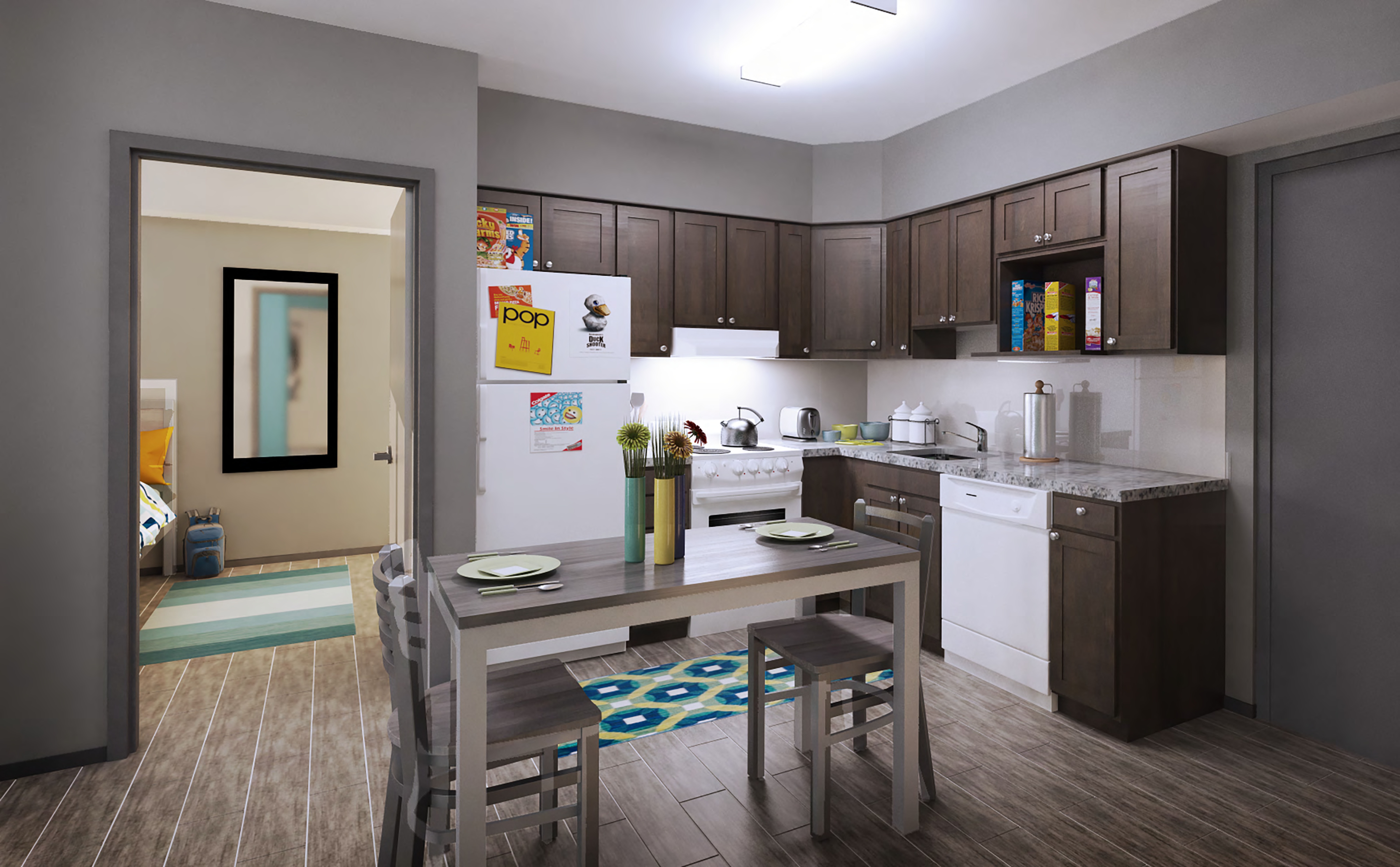 Suite 1205 — kitchen with dining